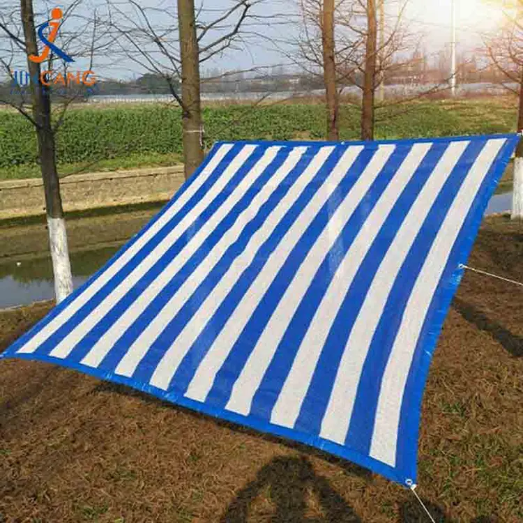100% bahan kitar semula pp tarpaulin dengan segitiga hitam diperkuat